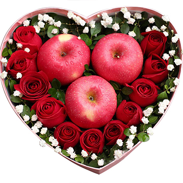 爱得彻底-11支精品红玫瑰+3颗苹果